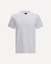 Cotton T-shirt with embroidered logo - WHITE | Base Blu