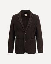 Giacca monopetto in pelle scamosciata - MARRONE | Base Blu