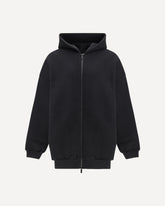 Cotton-nylon zip-up Hoodie - BLACK | Base Blu