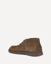 Stringate in pelle di vitello scamosciata - MARRONE | Base Blu