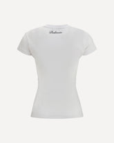 T-shirt drappeggiata con bottoni  - BIANCO | Base Blu