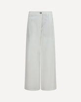Straight-leg cotton Pants - WHITE | Base Blu