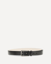 Carved leather Belt with Shimmering Buckle - BLACK | Base Blu