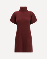 English rib knit Dress in virgin wool cashmere and silk - BORDEAUX | Base Blu