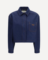 Giacca crop in denim - BLU | Base Blu