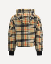Cropped hooded Check fleece Jacket - MULTICOLOUR | Base Blu