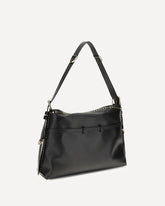 Large Voyou Shoulder Bag in shiny leather - BLACK | Base Blu