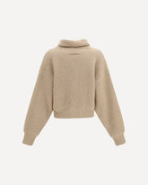 Cardigan crop in lana a costine - BEIGE | Base Blu