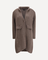 Semi-long Sweater with a front hook-and-eye closure - BROWN | Base Blu