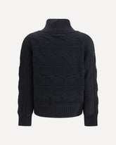 High-neck cable-knit Sweater - BLACK | Base Blu