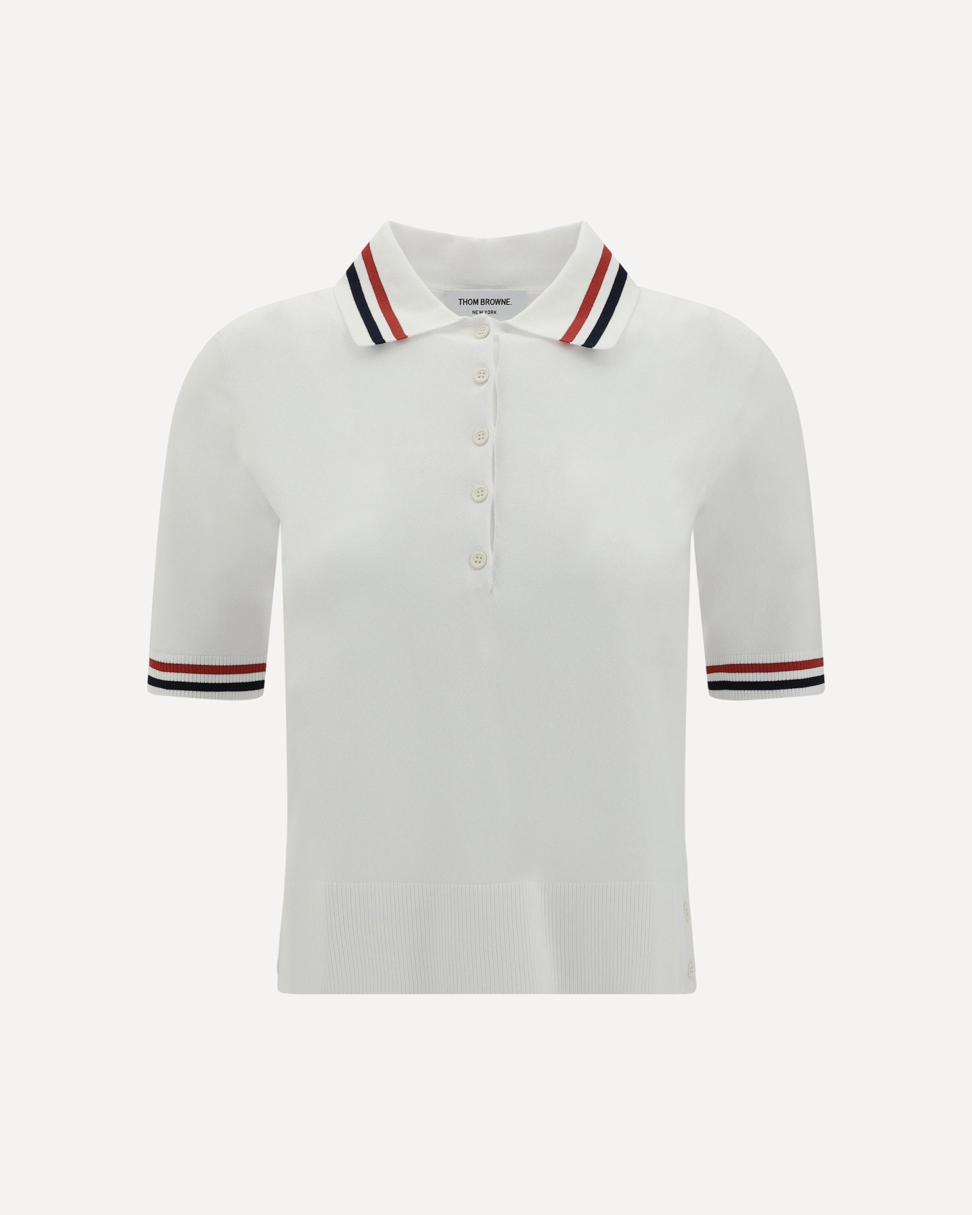 THOM BROWNE ホワイト ポロシャツ THOM BROWNE Polo Shirt WHITE | Base Blu