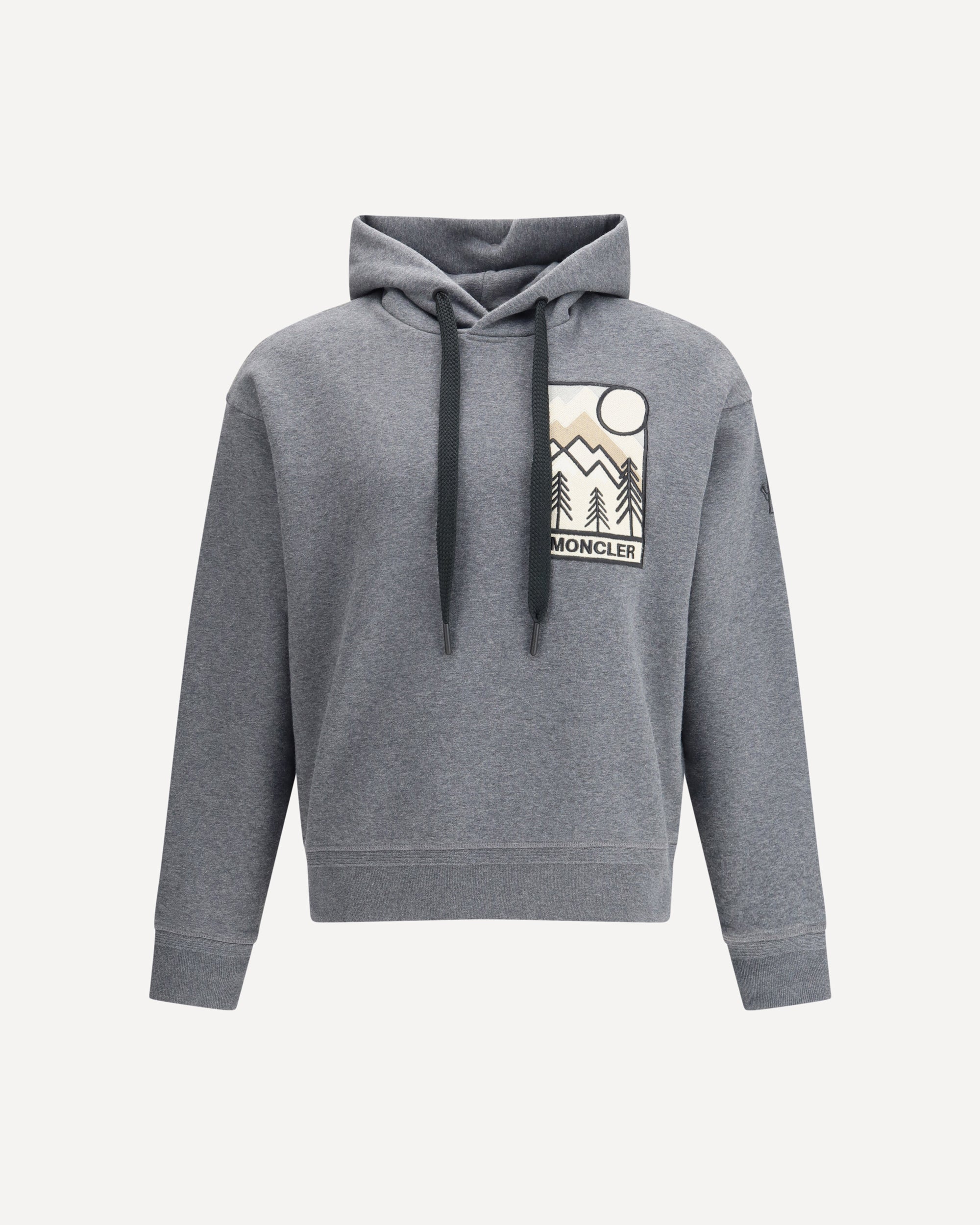 MONCLER GRENOBLE Mountain-logo Hoodie Sweater GREY | Base Blu