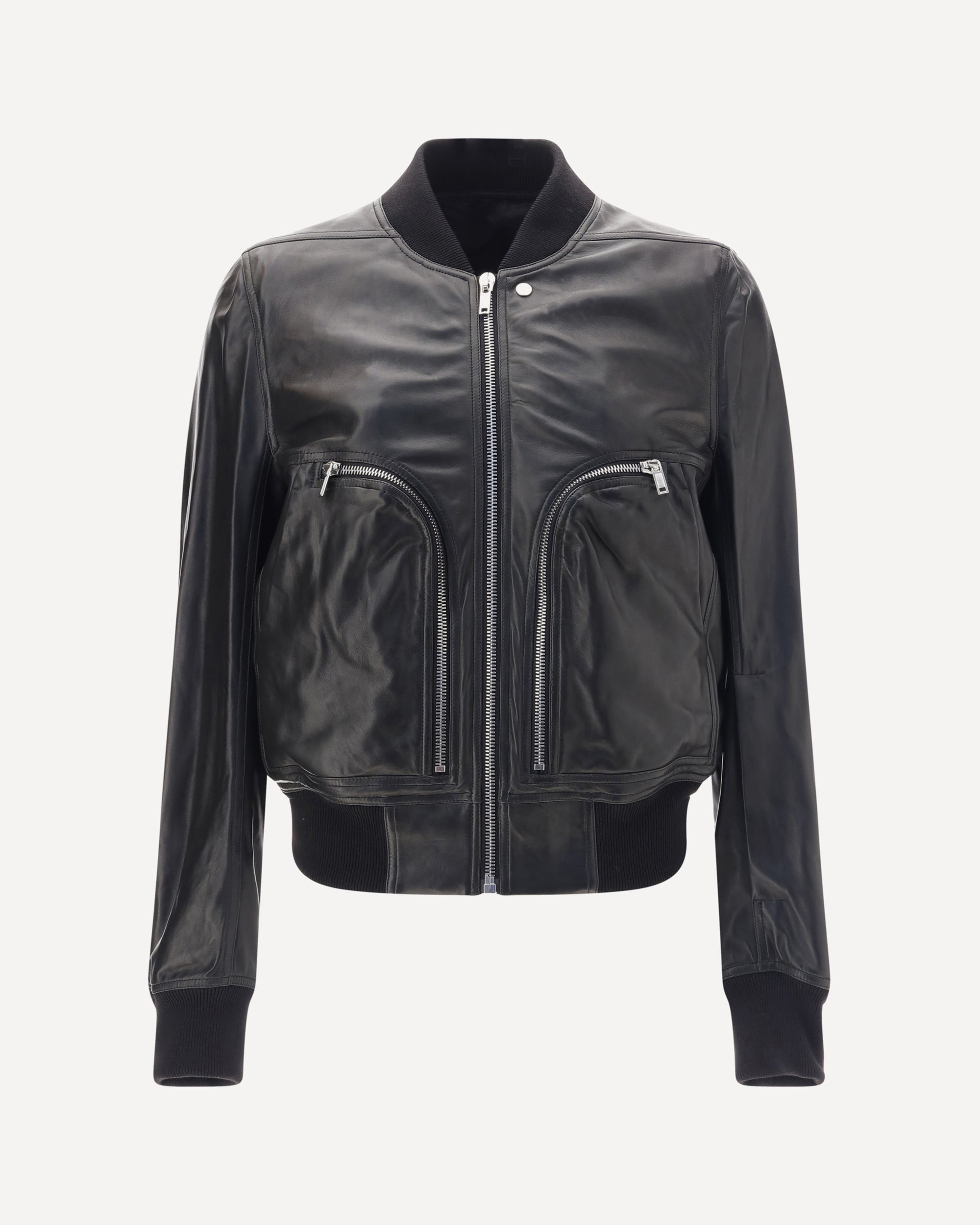 RICK OWENS Bauhaus Flight Leather Jacket BLACK | Base Blu