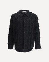 Wes Shirt with fringed Cotton - BLACK | Base Blu