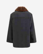Double-breasted caban with a Shearling trim - GREY | Base Blu