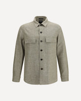 Crossover Overshirt in linen, wool, and silk - GREEN | Base Blu