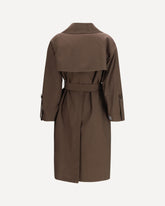 Double-breasted cotton-blend Trench Coat - BROWN | Base Blu