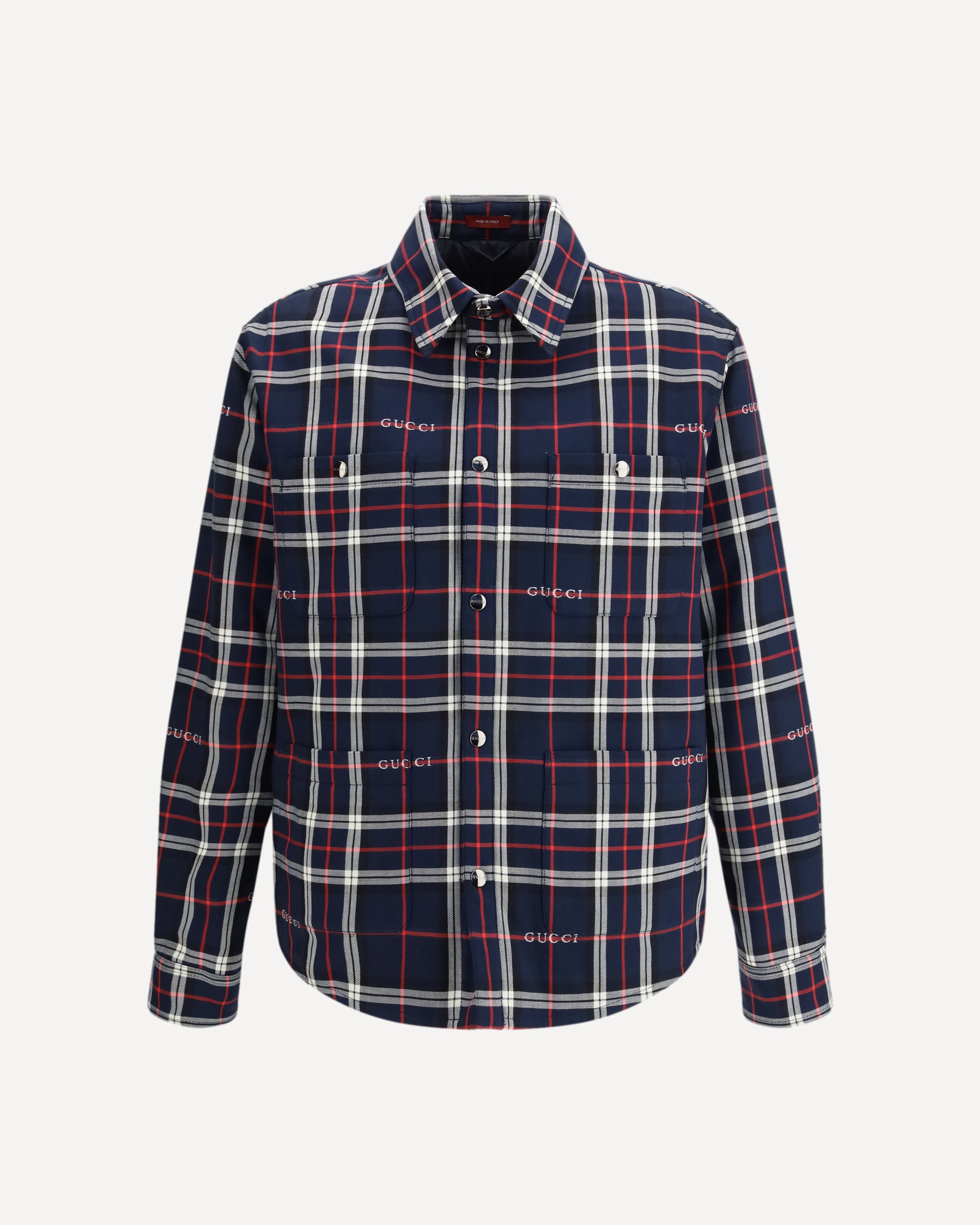 GUCCI Padded tartan cotton jacquard Shirt BLUE