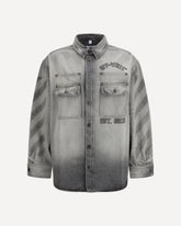Diag Military Overshirt in denim - GREY | Base Blu