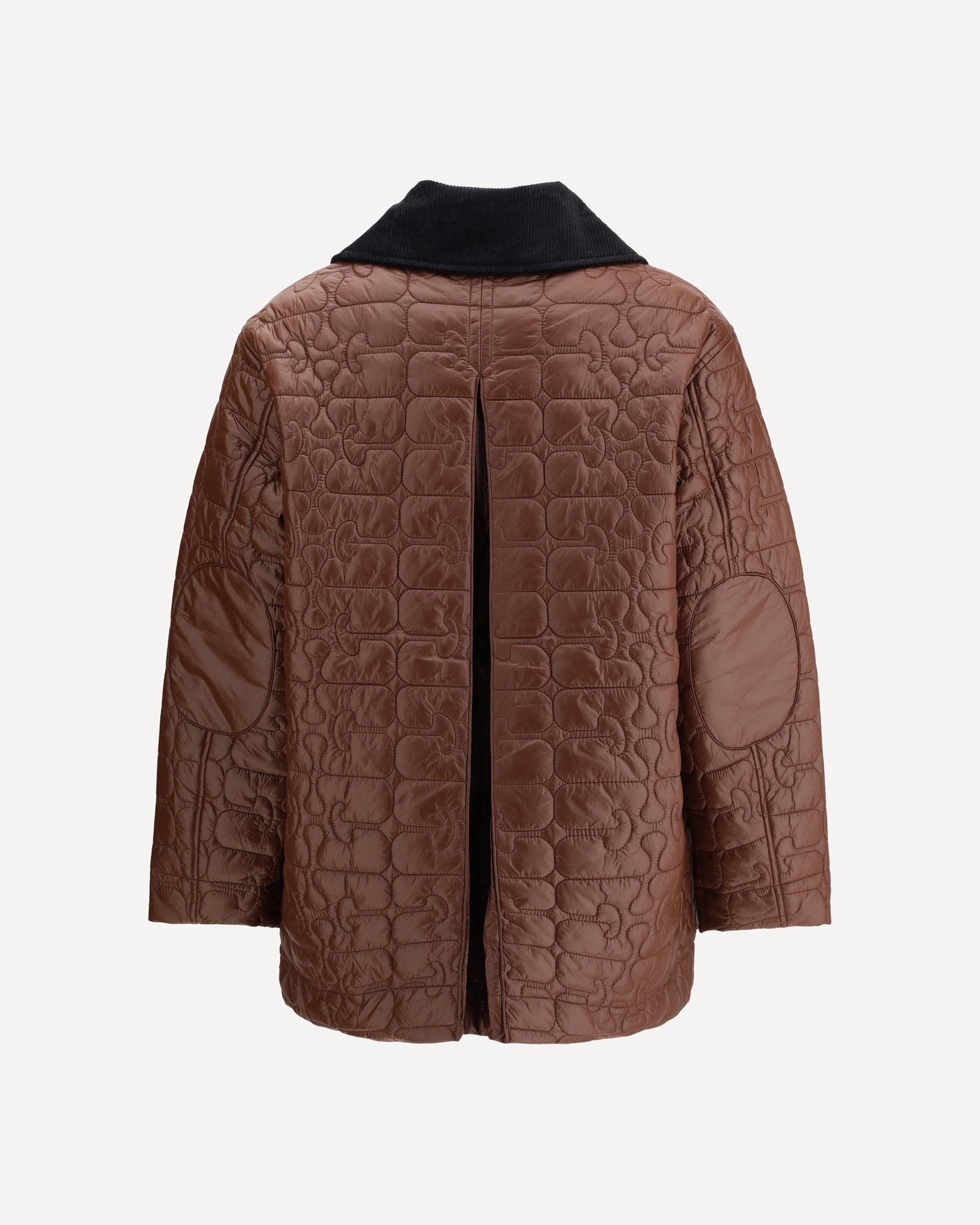 GANNI Shiny Quilt Midi Jacket BROWN | Base Blu