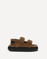 The Fur-lined Sandals - BROWN | Base Blu