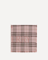Check wool and silk wide Scarf with EKD - PINK | Base Blu