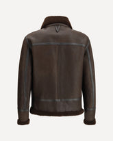 Coburn aviator Jacket in waxed suede shearling - BROWN | Base Blu