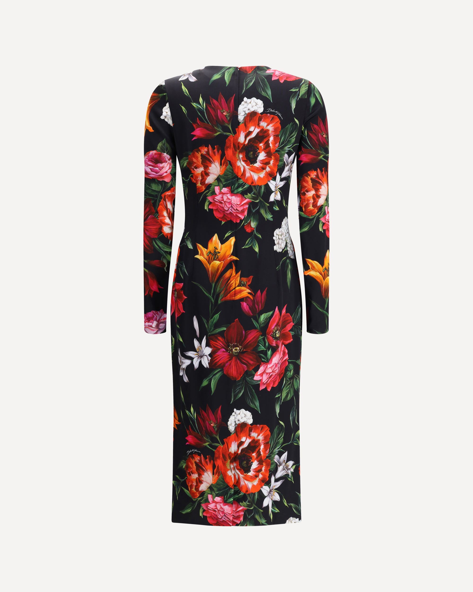 DOLCE GABBANA Long floral-print Dress MULTICOLOUR Base Blu