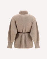 High neck Cardigan with belt - BEIGE | Base Blu