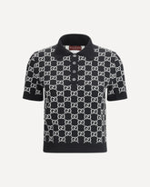 Polo Top in jaquard di lana GG - NERO | Base Blu
