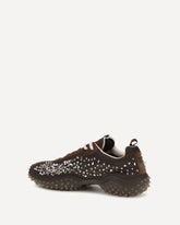 Suede and technical fabric Sneakers with crystals - BROWN | Base Blu