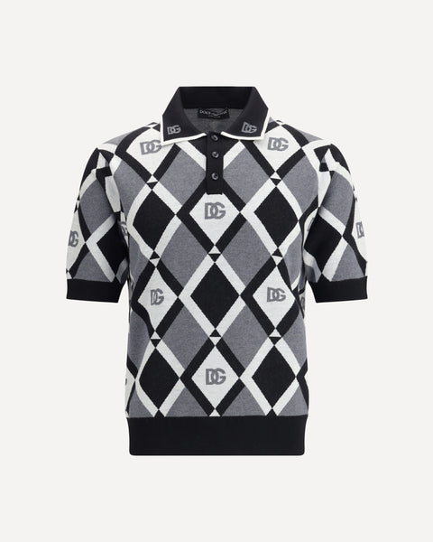 DOLCE & GABBANA Diamond knit Polo Sweater MULTICOLOUR | Base Blu
