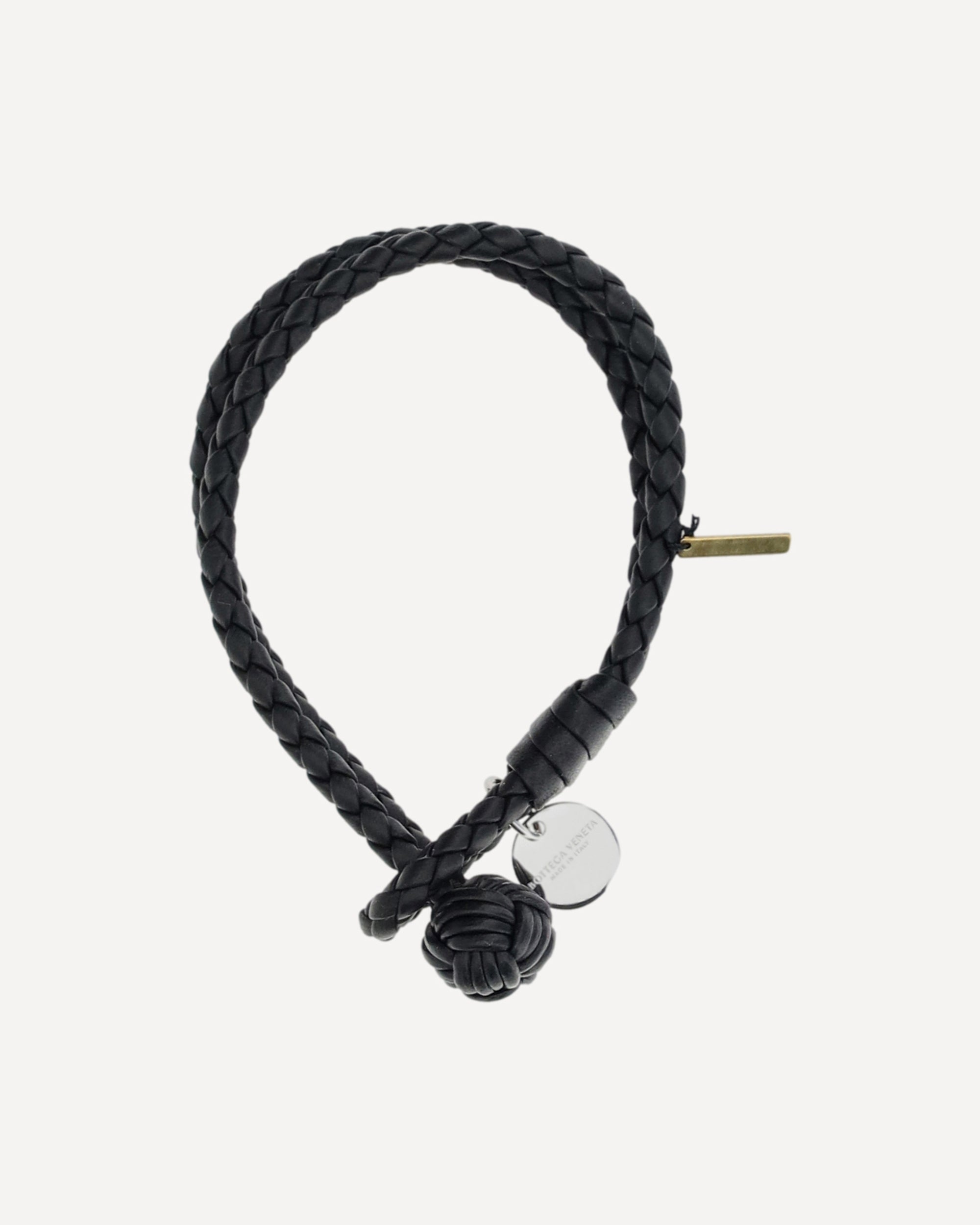 BOTTEGA VENETA Knot leather Bracelet BLACK | Base Blu