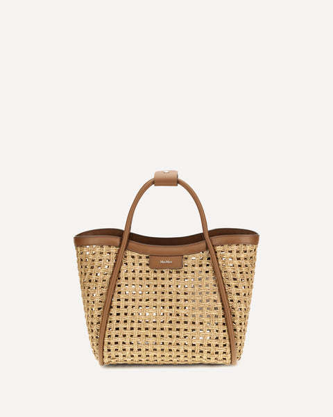MAX MARA Raffia Marine Tote Bag BEIGE | Base Blu
