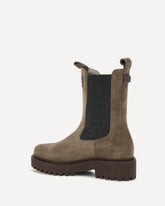 Suede ankle Boots with knit insert and Precious Loop detail - BROWN | Base Blu
