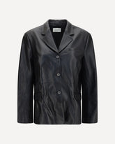 Leather Blazer Jacket - BLACK | Base Blu