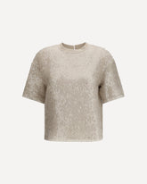 Dazzling Cascade Embroidery silk T-shirt - BEIGE | Base Blu
