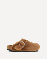 Shearling Boston Mules - BEIGE | Base Blu