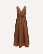 Cotton poplin Dress Precious Shoulder Detail - BROWN | Base Blu