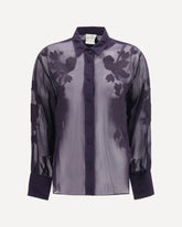 Organza Shirt with floral embroidery - BLUE | Base Blu