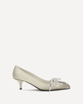 Lace-up antique-finish leather Pumps - WHITE | Base Blu