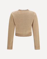 Fitted logo Cardigan in wool and cashmere - BEIGE | Base Blu