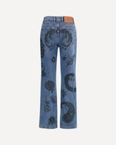 Jeans flare con stampa a fiori e api - BLU | Base Blu