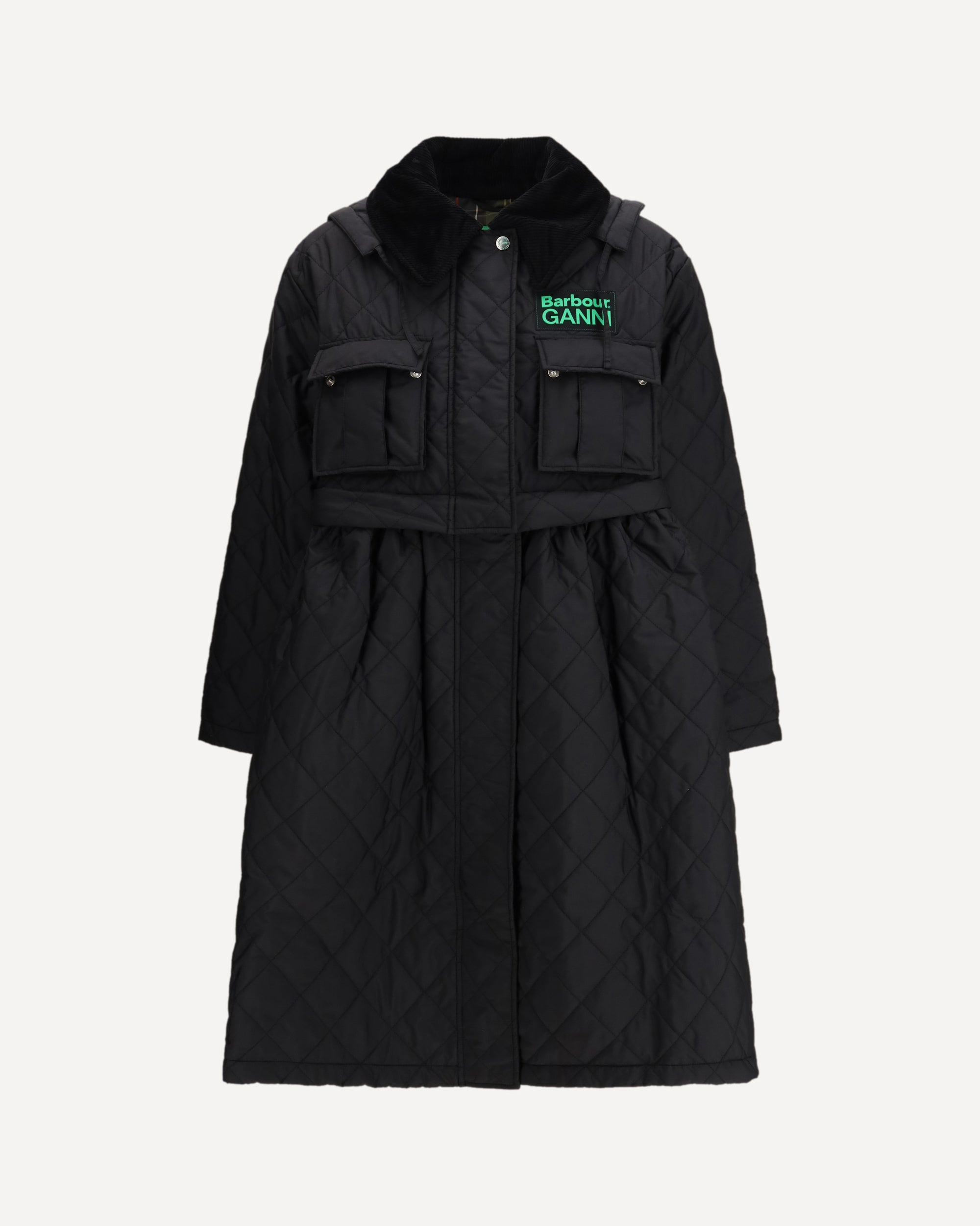 BARBOUR Quilted hooded Coat by Barbour x GANNI BLACK | Base Blu