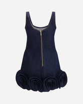 Denim 3d Flower mini Dress - BLUE | Base Blu