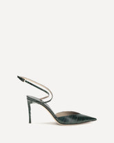 Crocodile-print leather Pumps - GREEN | Base Blu