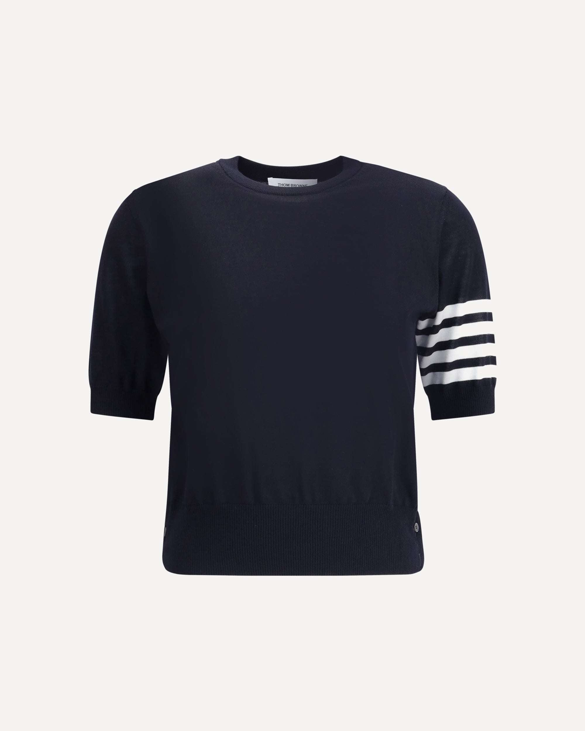 THOM BROWNE Knit T-Shirt BLACK | Base Blu