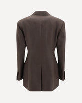 Linen Blazer Jacket - BROWN | Base Blu