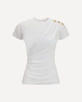 T-shirt drappeggiata con bottoni  - BIANCO | Base Blu