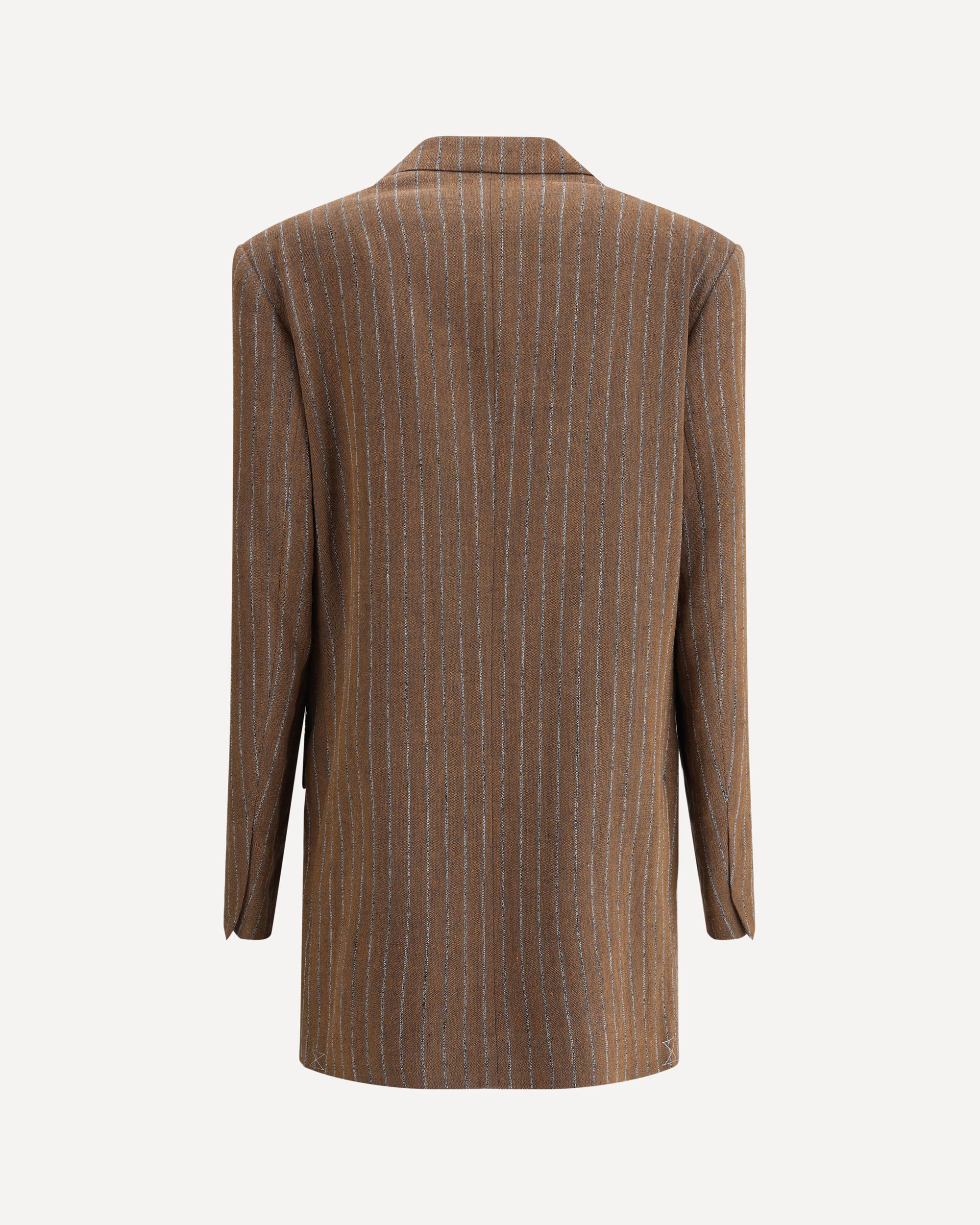 DRIES VAN NOTEN Linen Pinstripe Blazer BROWN | Base Blu